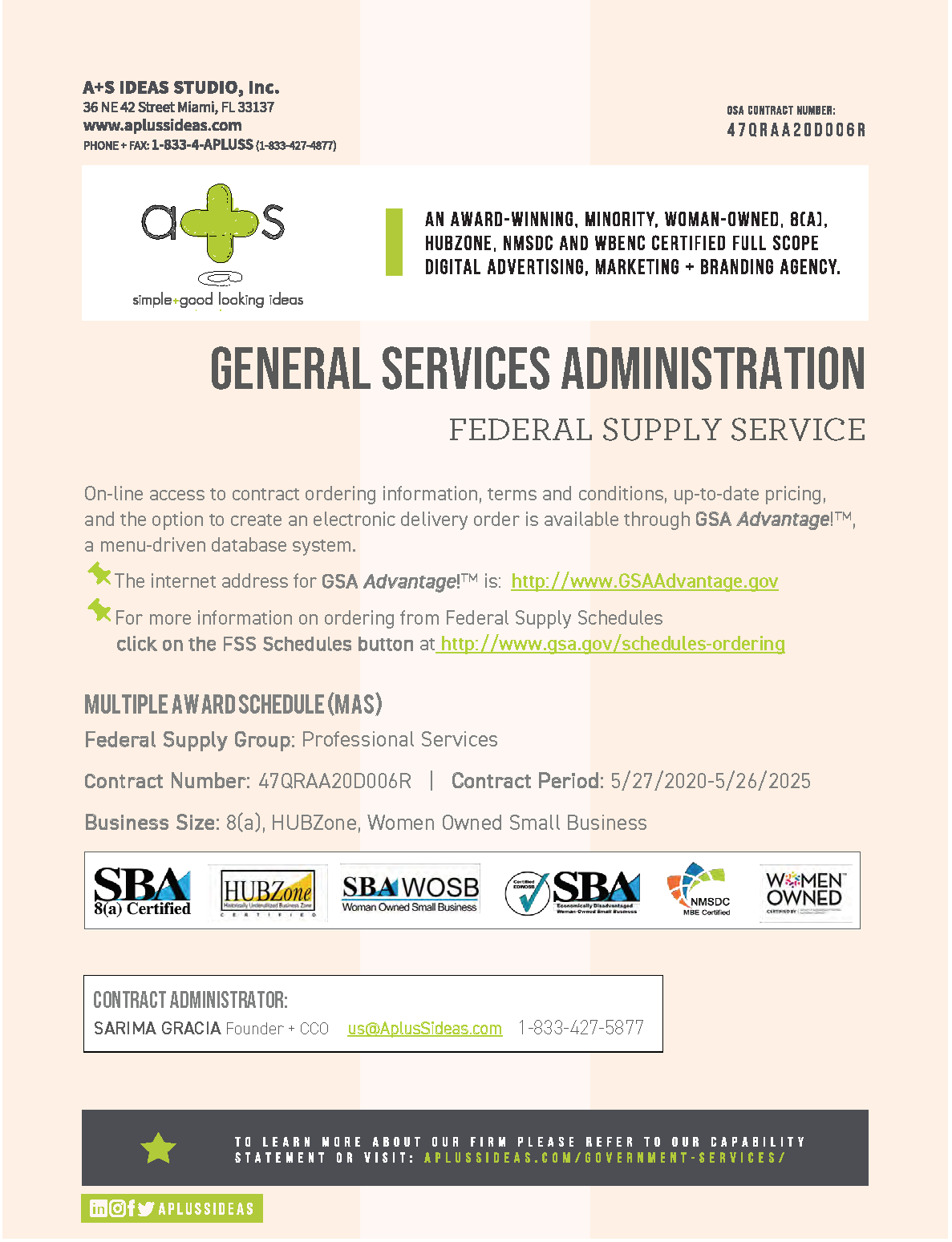 NAICS Codes Government Services A+S Ideas Studio, Inc.